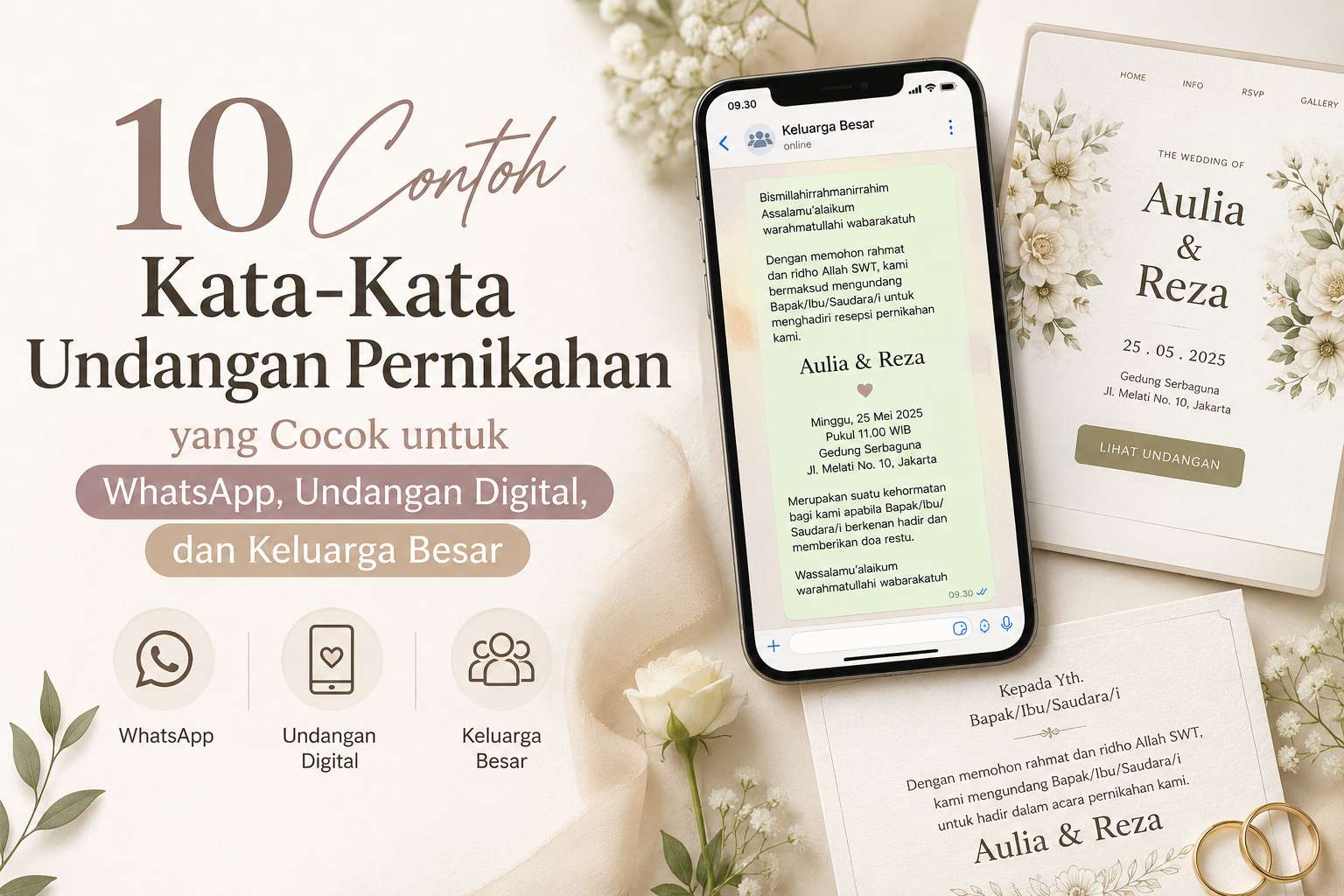 10 Contoh Kata-Kata Undangan Pernikahan yang Cocok untuk WhatsApp, Undangan Digital, dan Keluarga Besar